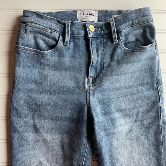 FRAME Denim Raw Hem Jeans Le High Skinny Paltrow Blue Size 25 US 2 Streetwear - Picture 3 of 10